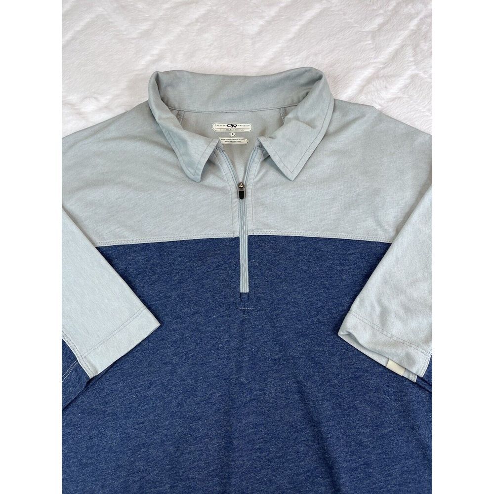 Outdoor Research Polo Shirt Men's (L) Blue Gray 1/4 Zip Cotton Blend Pullover